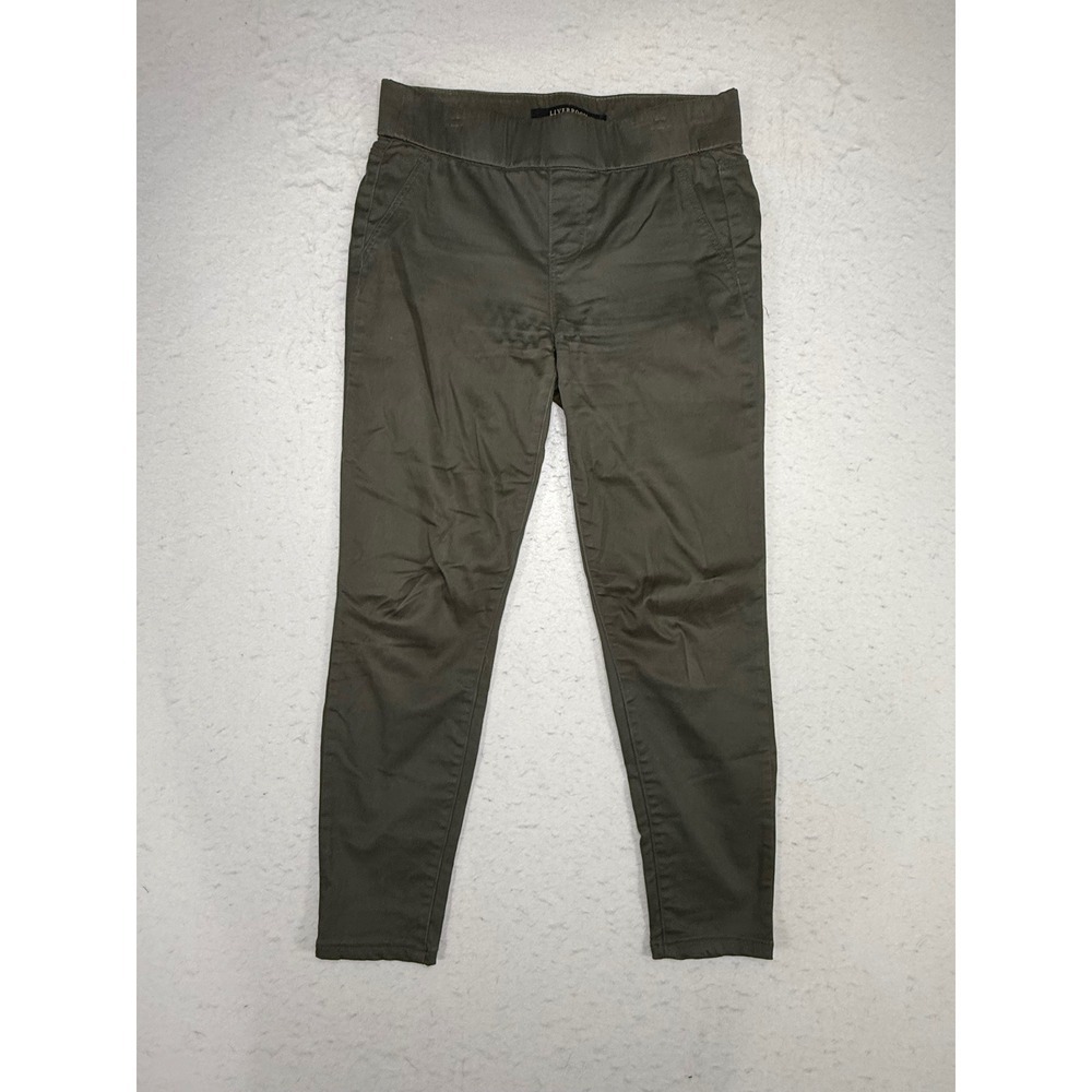 Liverpool Los Angeles Womens Petite 2/26 Olive Green Pull On Skinny Pants